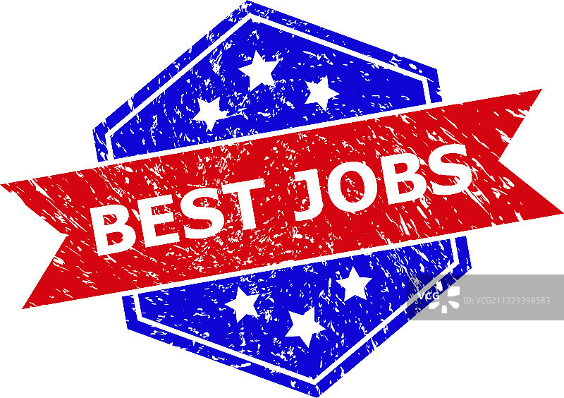 六边形双色最佳工作橡胶印章图片素材