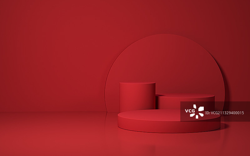 红色产品展台三维场景图片素材