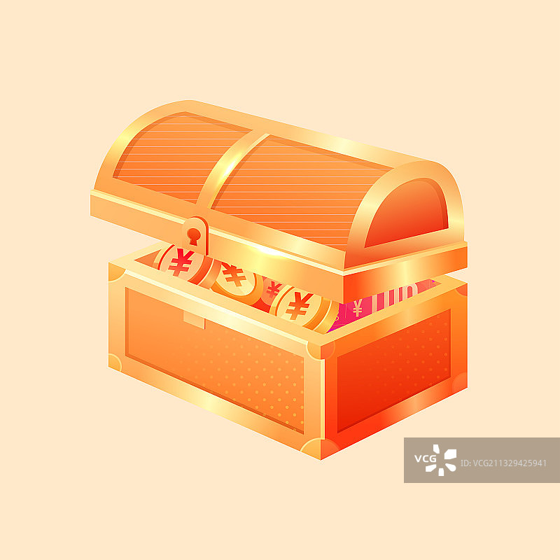 卡通宝箱促销抽奖互联网金融收益理财插画图片素材