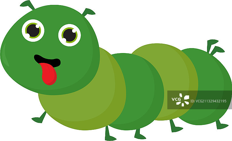 白色背景上的绿色幼虫图片素材