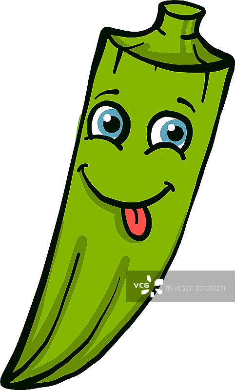 白色背景上的快乐绿色秋葵图片素材