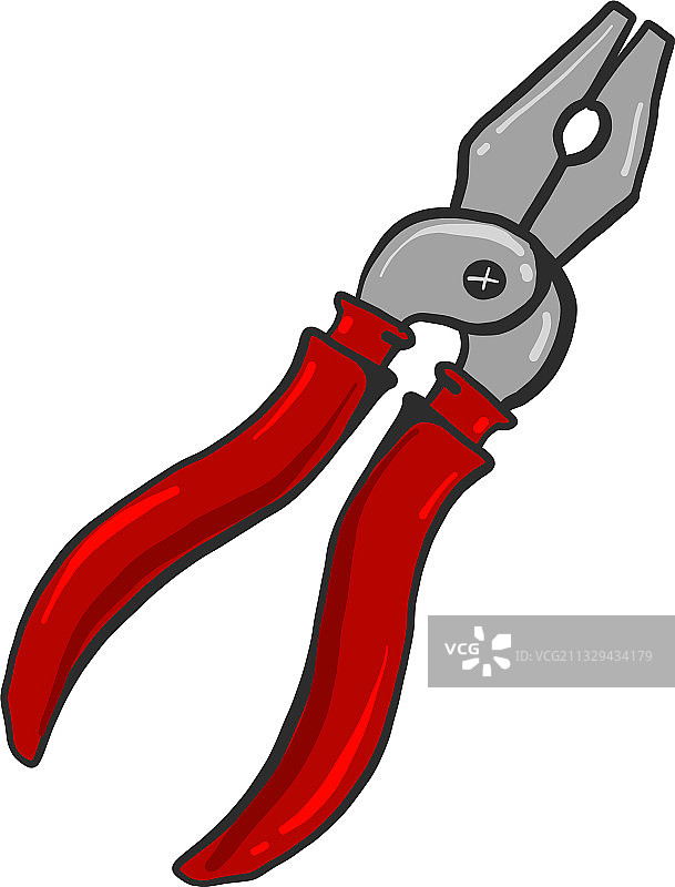 白色背景上的红色钳子图片素材