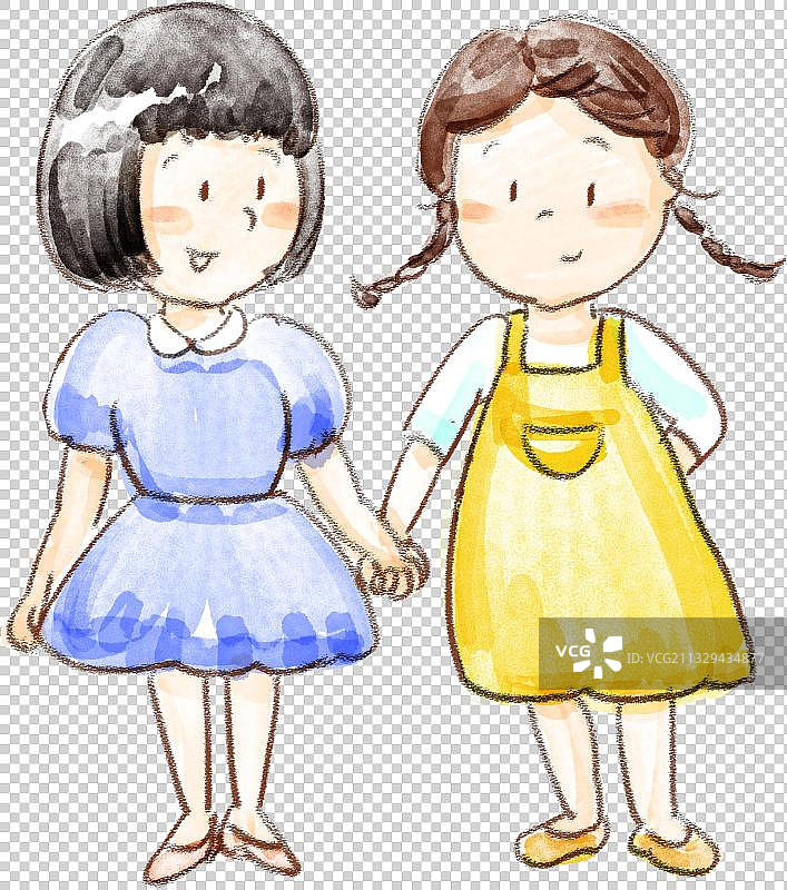 两个女孩元素图片素材