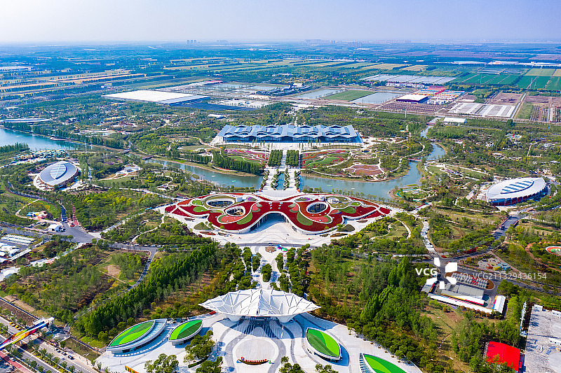 航拍中国上海崇明第十届中国花卉博览会中国花卉博览园图片素材