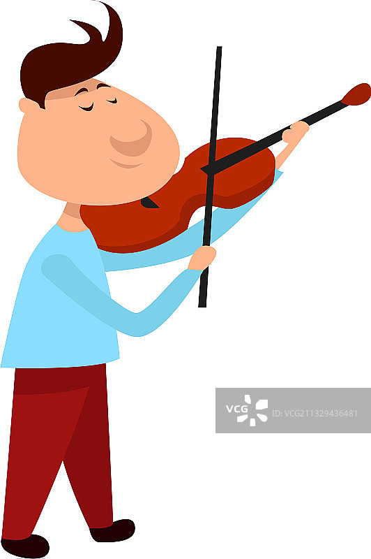 白色背景上的小提琴男孩图片素材