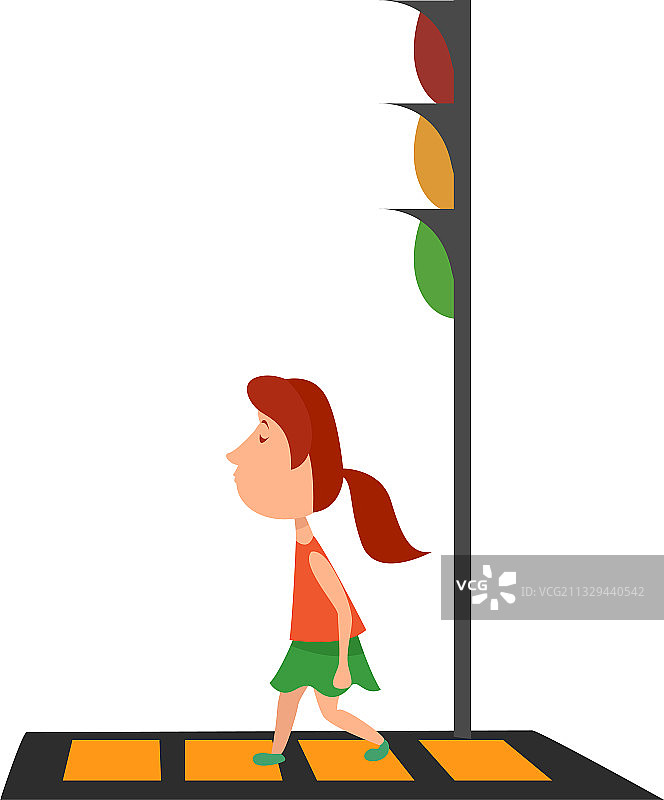 在白色背景的斑马线上行走的女孩图片素材