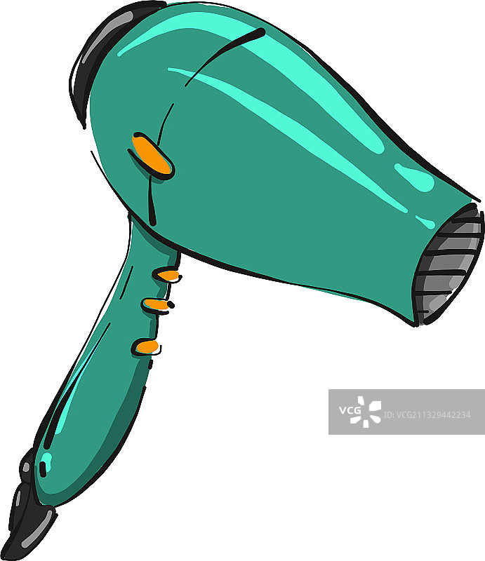 白色背景上的绿色吹风机图片素材