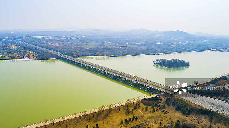 淄博临淄淄河大桥航拍图片素材