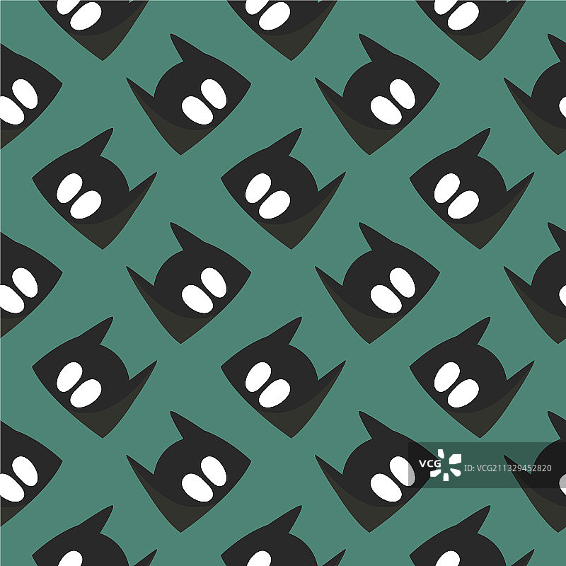 绿色背景上的蝙蝠侠面具无缝图案图片素材