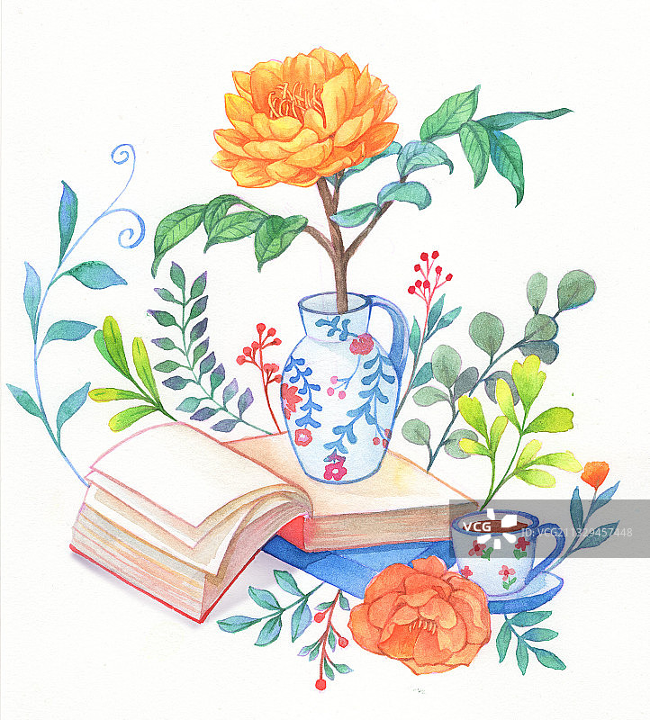 下午茶读书图片素材