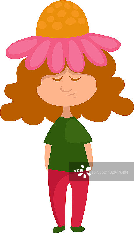 戴着花帽的白底女孩图片素材