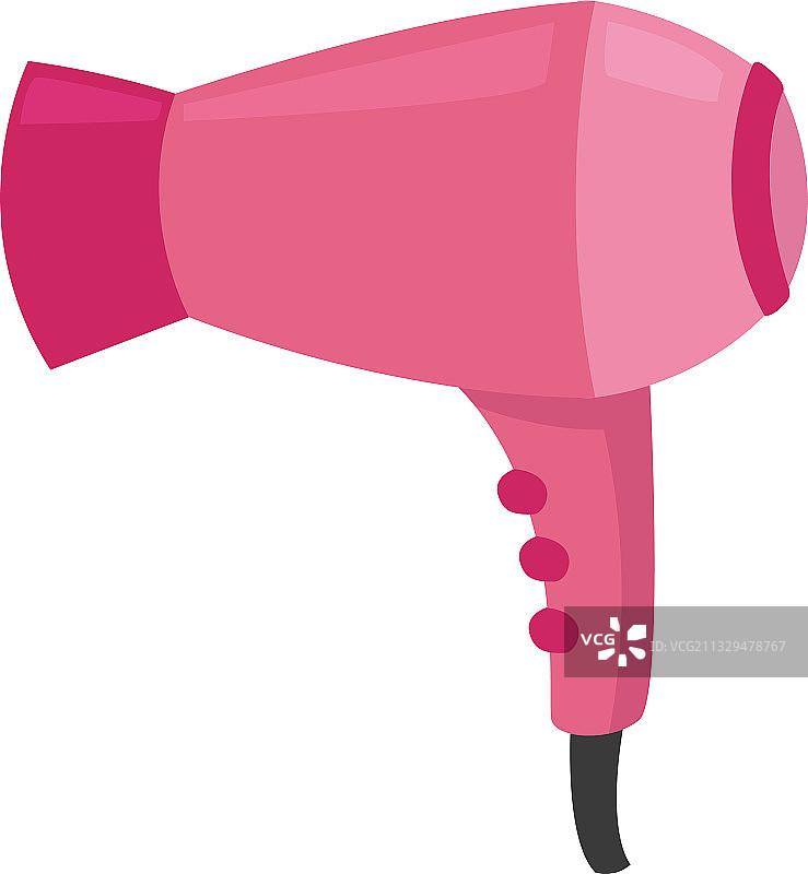 白色背景上的粉色吹风机图片素材