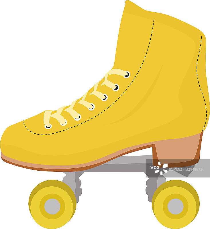 白色背景上的黄色旱冰鞋图片素材