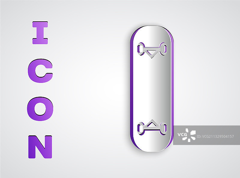 灰色背景上的剪纸风格滑板技巧图标图片素材