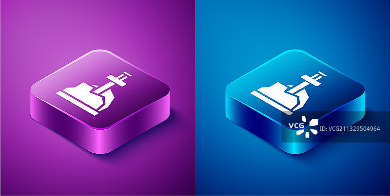 2.5D蓝色背景中的石中剑图标图片素材