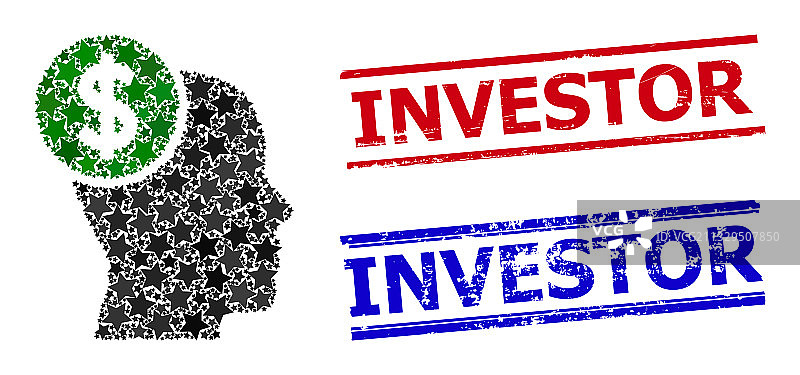 银行之星马赛克和投资者复古头像图片素材