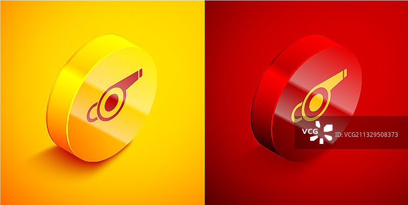 橙红色背景上的2.5D口哨图标图片素材