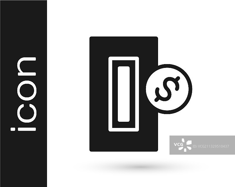 黑手将硬币投入自动售货机插槽图片素材