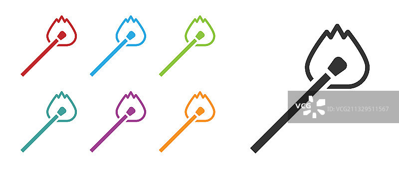 底色上的带火焰的黑色燃烧火柴图标图片素材