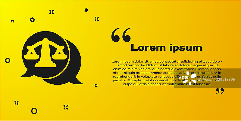 黄色背景上的黑色正义天平图标图片素材