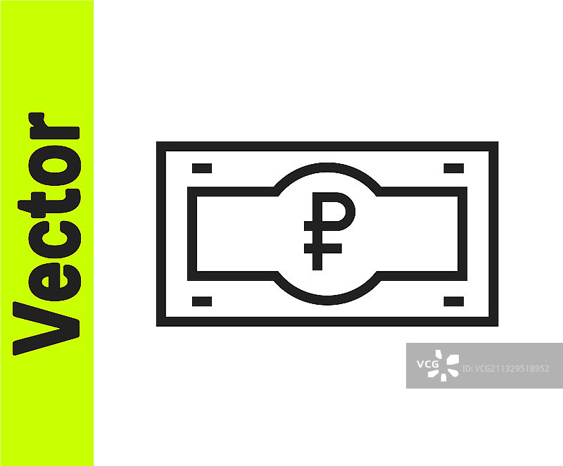 黑色线条俄罗斯卢布纸币图标图片素材