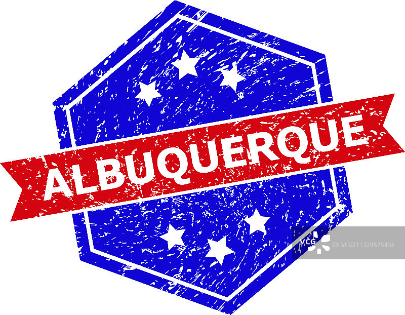 腐蚀质感六边形双色阿尔伯克基印章图片素材