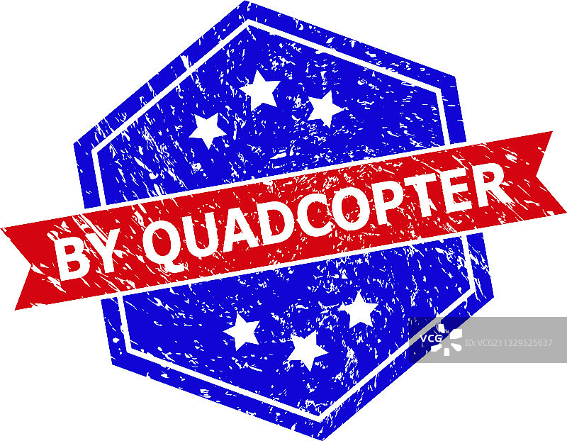 六边形双色四轴飞行器邮戳图片素材