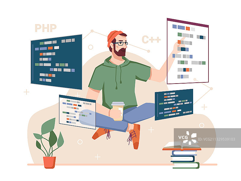 专业开发人员编程和编码图片素材