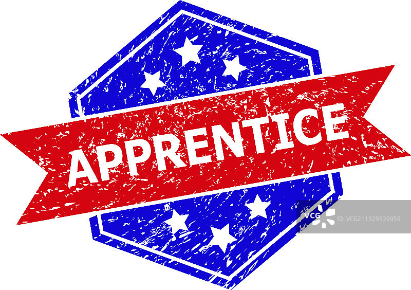 六边形双色学徒复古印章图片素材