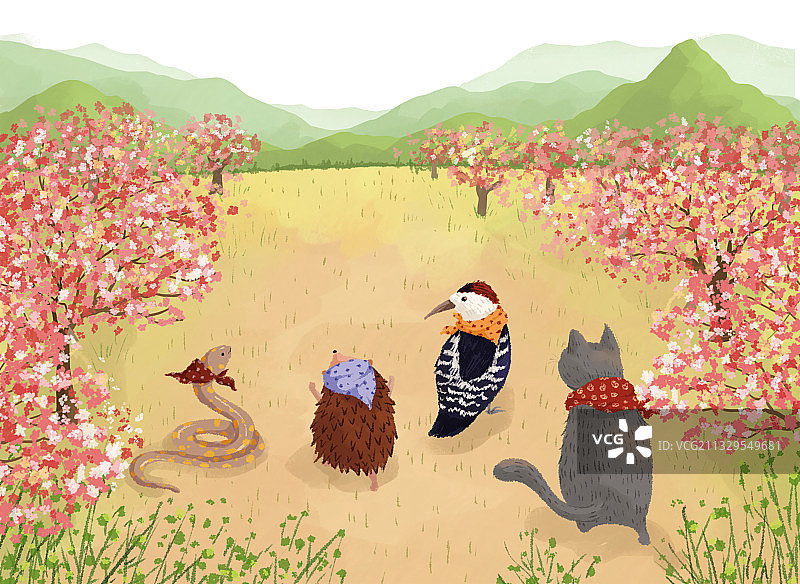 拟人小动物插画图片素材