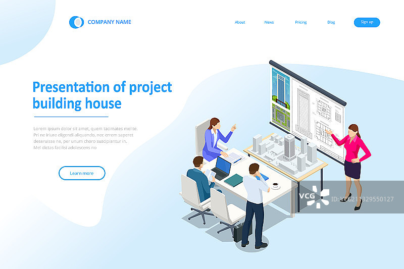2.5D建筑项目管理概念图片素材