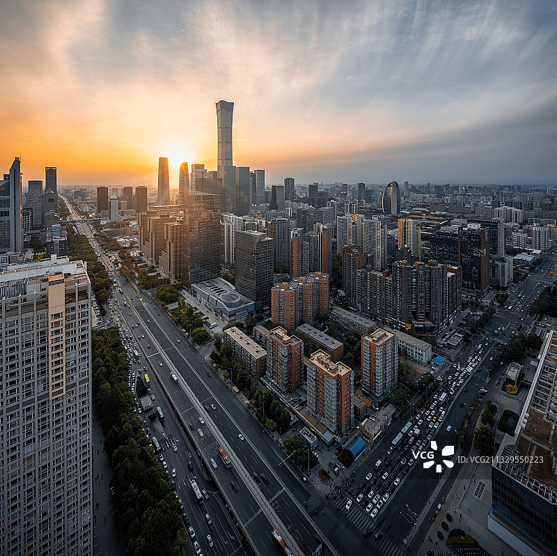 北京大望路落日图片素材