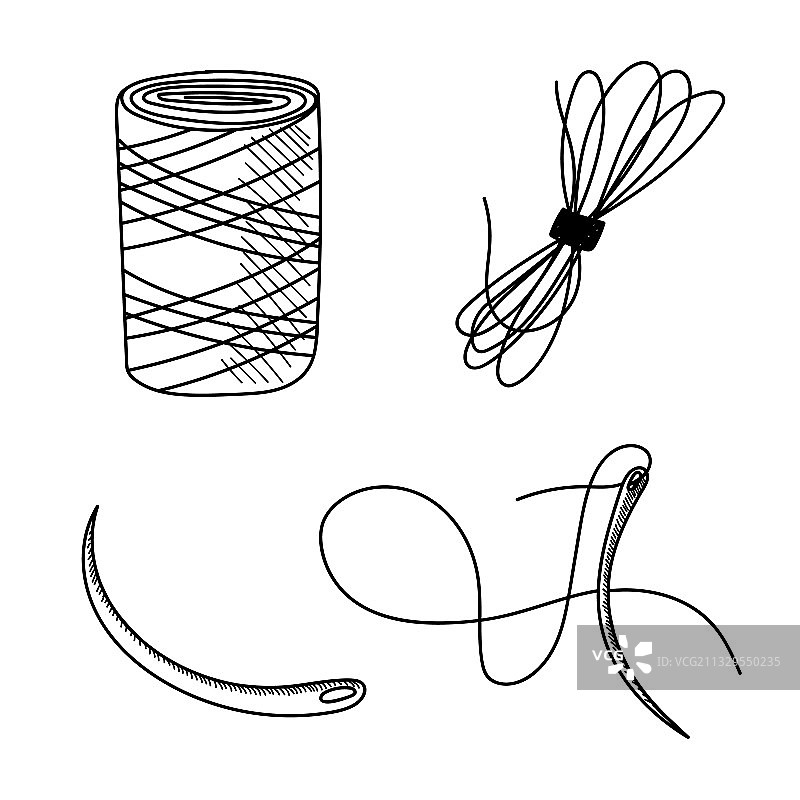白色背景上的外科手术器械组图片素材
