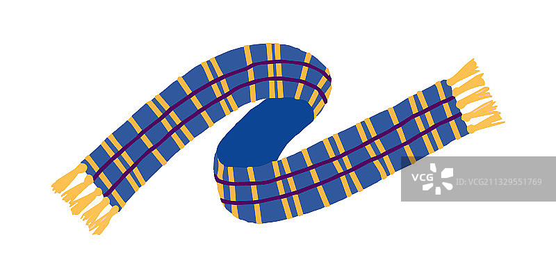 蓝黄色格子围巾（白色背景）图片素材