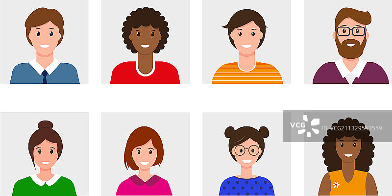 微笑的男士和女士头像合集图片素材