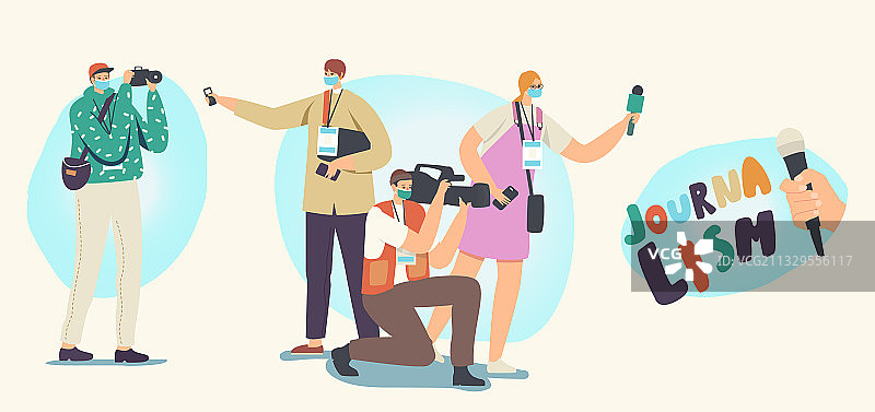 新闻职业图标记者集图片素材