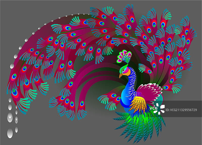 抽象卡通魔法孔雀图片素材