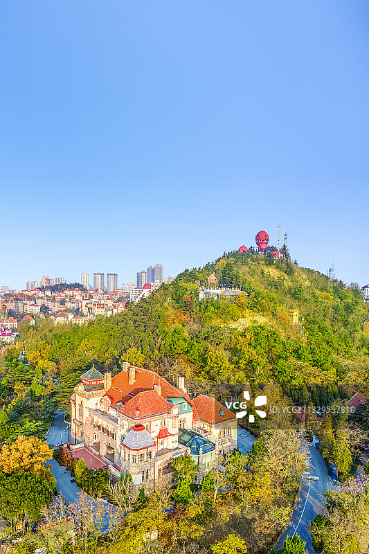 山东省青岛市德国总督官邸旧址航拍全景图图片素材
