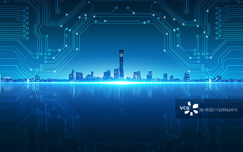 数字电路北京城市夜景图片素材