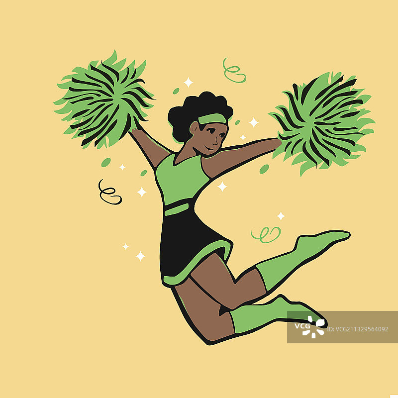 手持绒球的啦啦队黑人女性图片素材