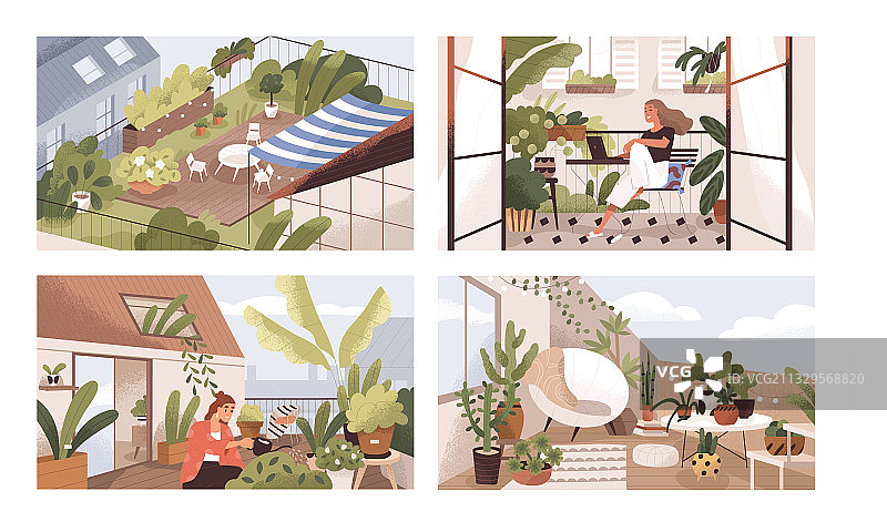 露台阳台屋顶花园设计图片素材