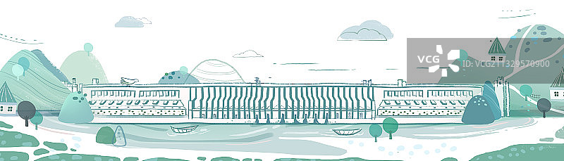 知味旅大坝-蓝图片素材