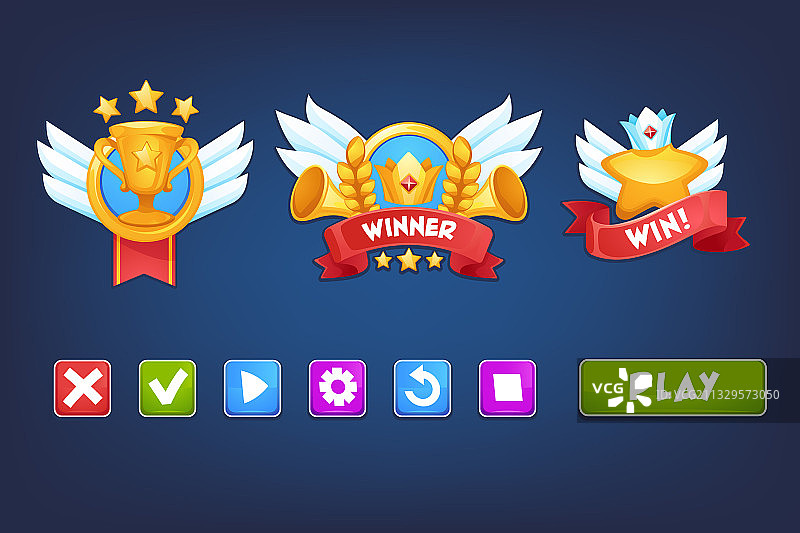手机游戏UI元素获胜图标设置图片素材