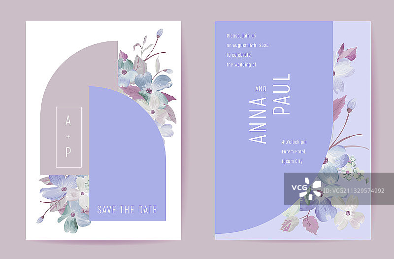 波西米亚风婚礼花卉植物请柬图片素材