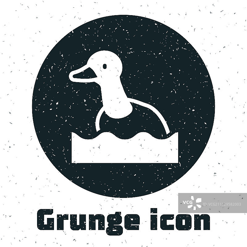 白色背景的Grunge风格飞鸭图标图片素材
