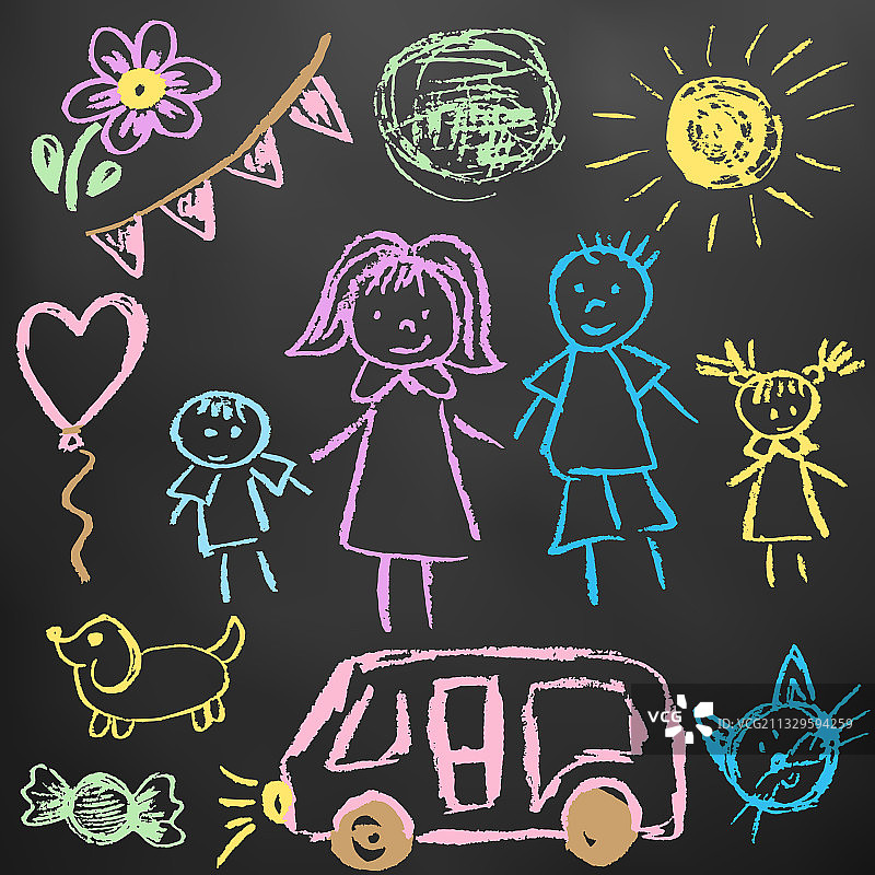 儿童画设计元素图片素材