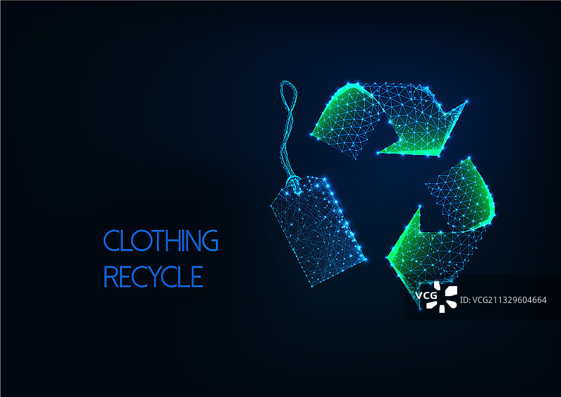 未来低多边形绿色回收标志与零售元素图片素材