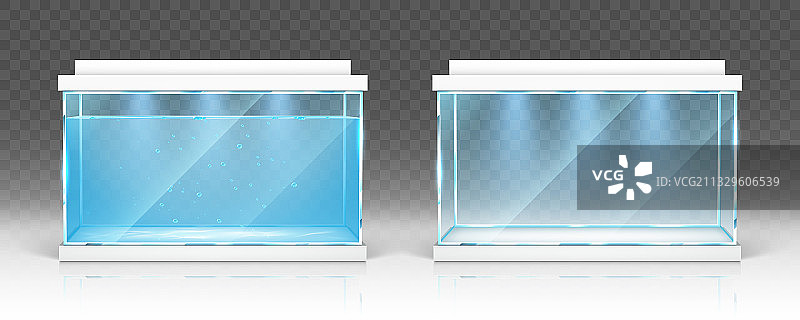 玻璃水族箱和空玻璃容器图片素材