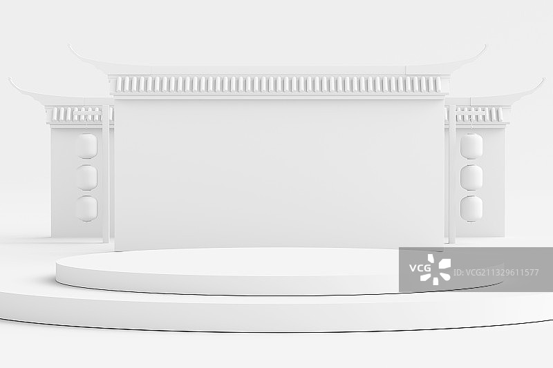 3D渲染中国风场景展台图片素材