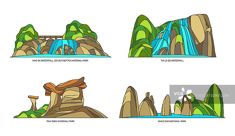 泰国自然景观景点隔离元素套装图片素材